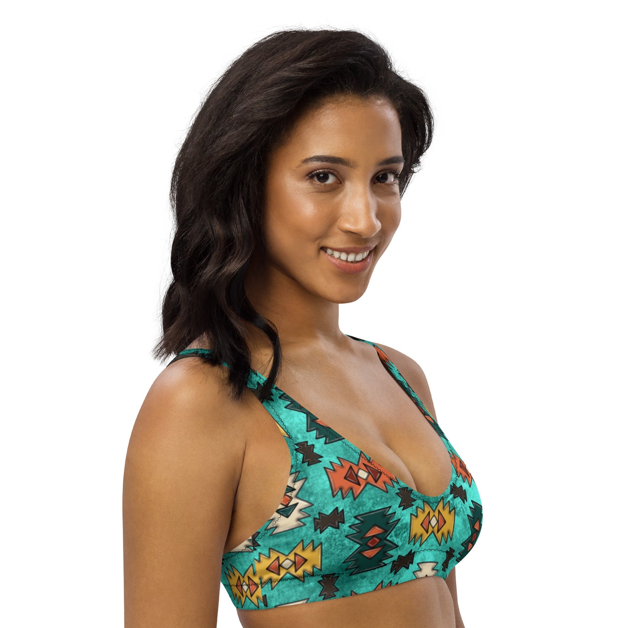 Baha Ranch Yeehaw Turquoise Aztec Bikini Top