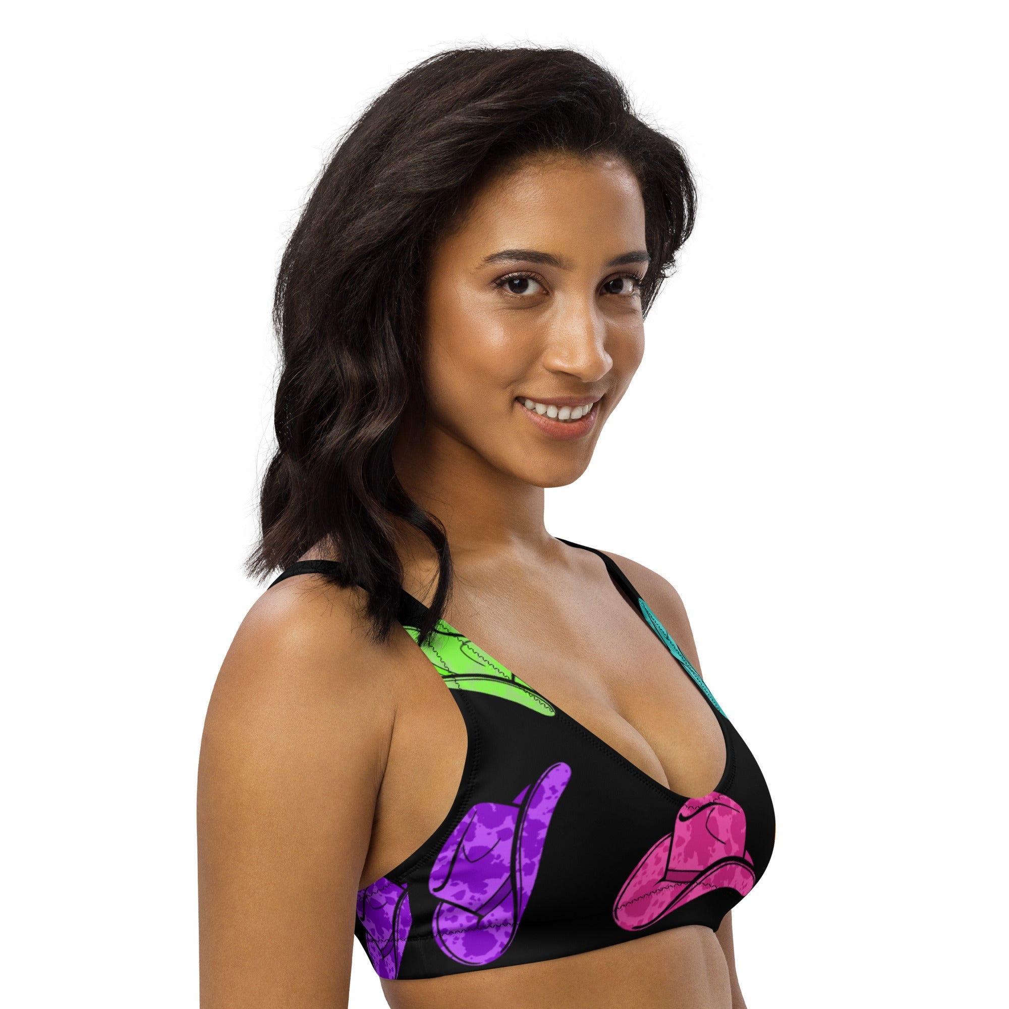 Baha Ranch Yeehaw All Neon Hat Bikini Top