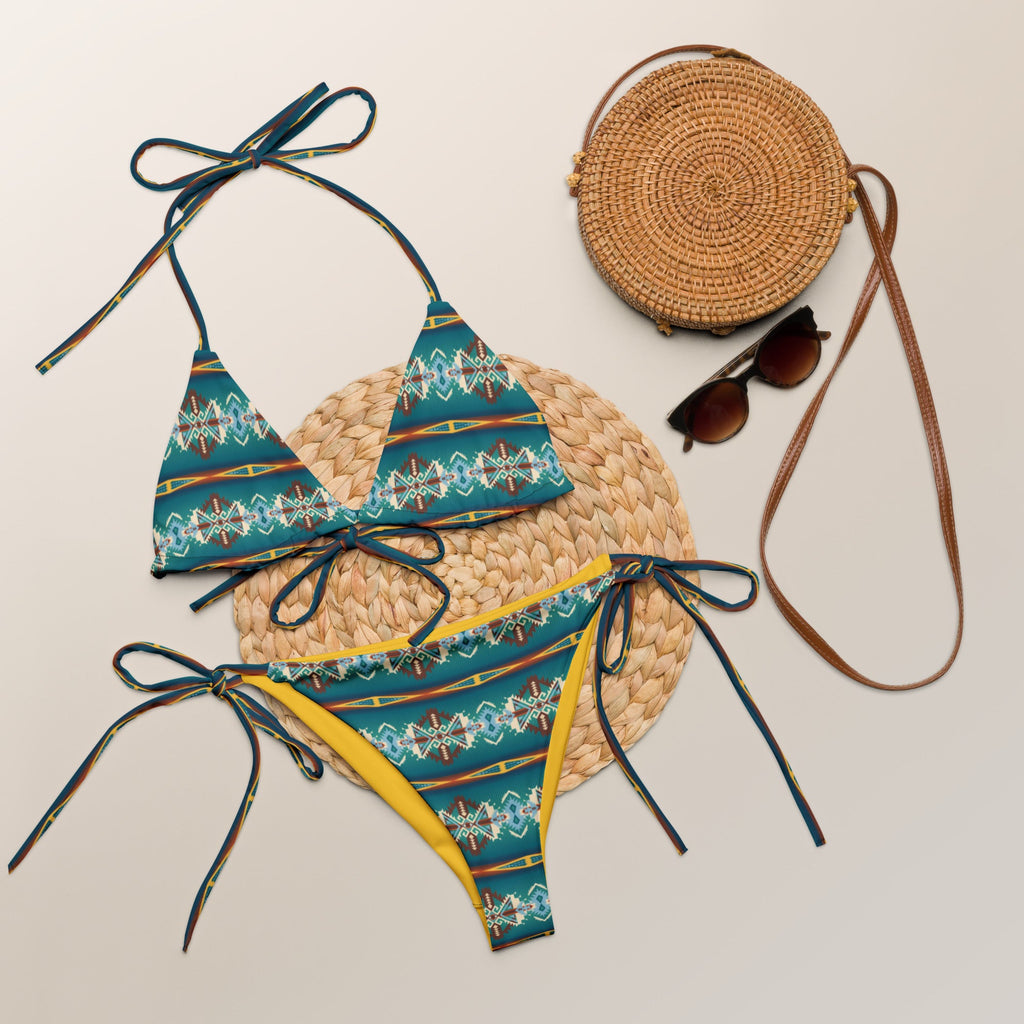 Baha Ranch Yeehaw Teal Aztec String Bikini