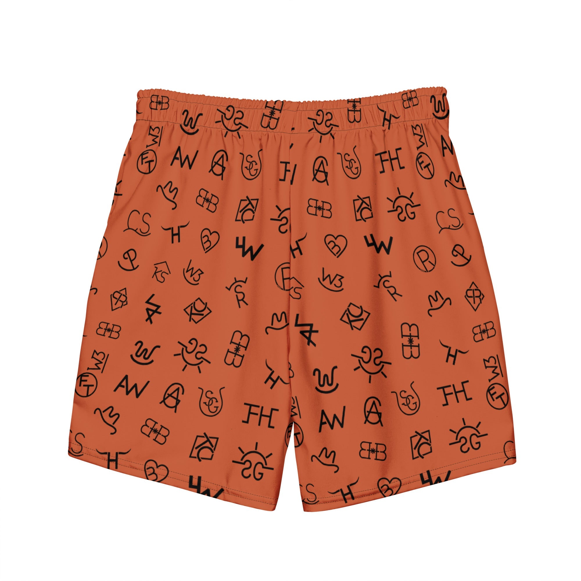 Baha Ranch Yeehaw Brown Cattle Brands Men's Swim Trunks