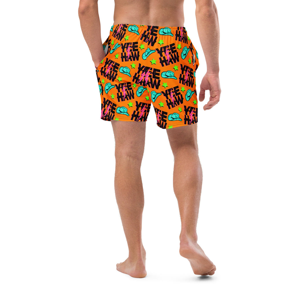 Baha Ranch Yeehaw Orange Men's Swim Trunks