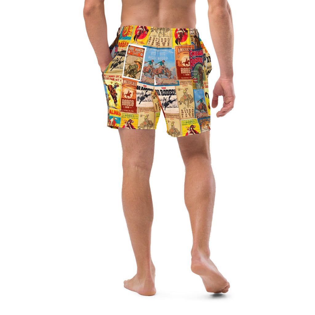 Baha Ranch Yeehaw Rodeo Poster Men's Swim Trunks