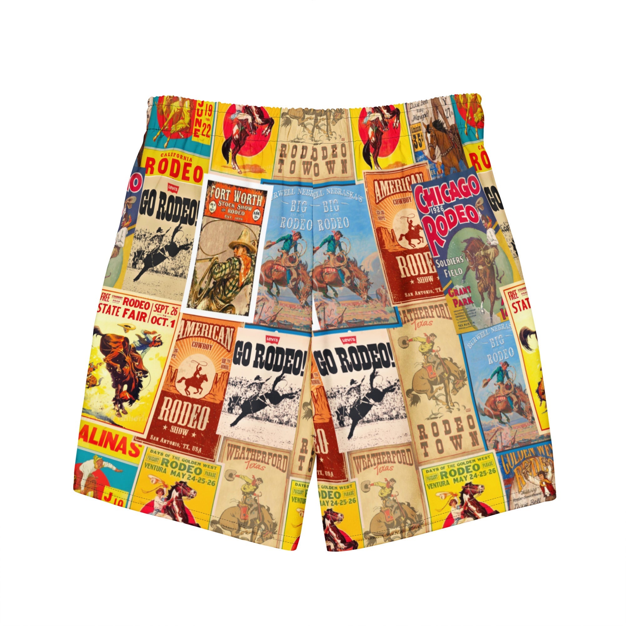 Baha Ranch Yeehaw Rodeo Poster Men's Swim Trunks