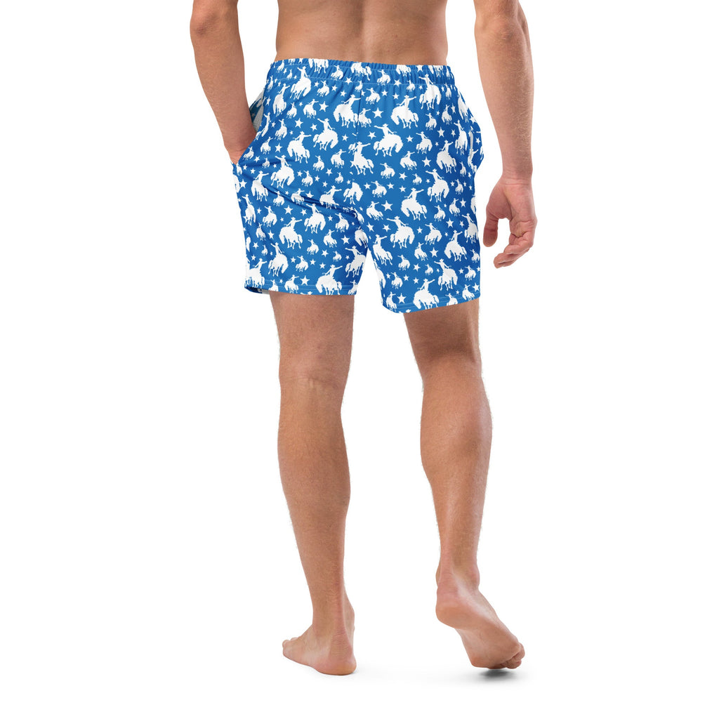 Baha Ranch Yeehaw Blue Rodeo Cowboy Men's Swim Trunks