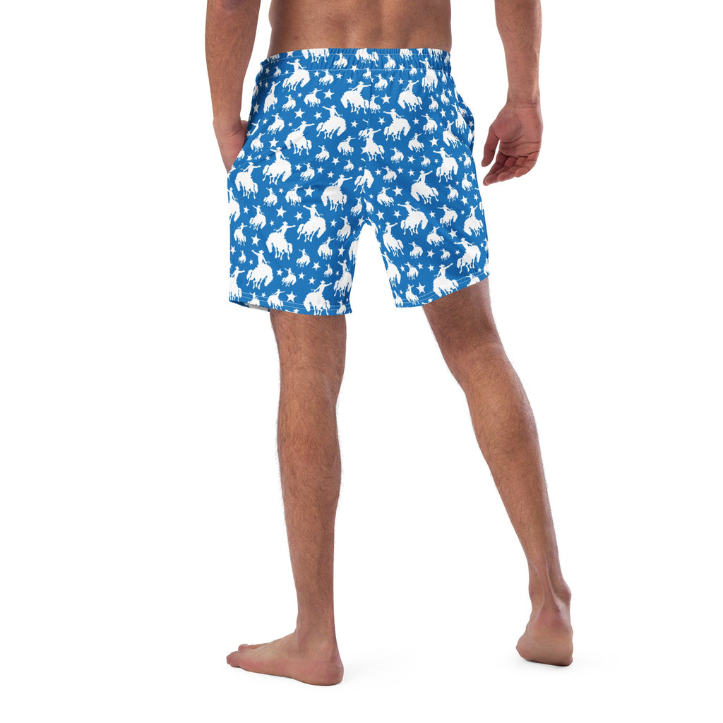 Baha Ranch Yeehaw Blue Rodeo Cowboy Men's Swim Trunks
