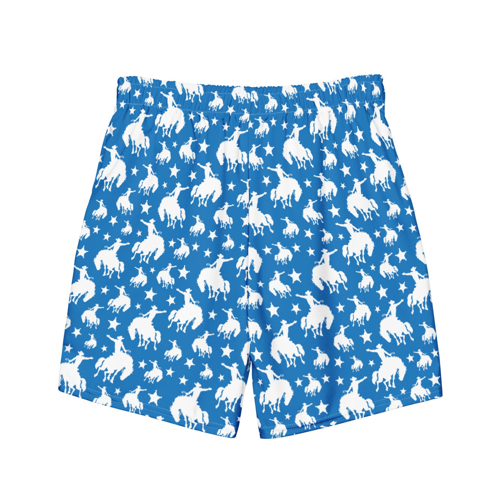 Baha Ranch Yeehaw Blue Rodeo Cowboy Men's Swim Trunks