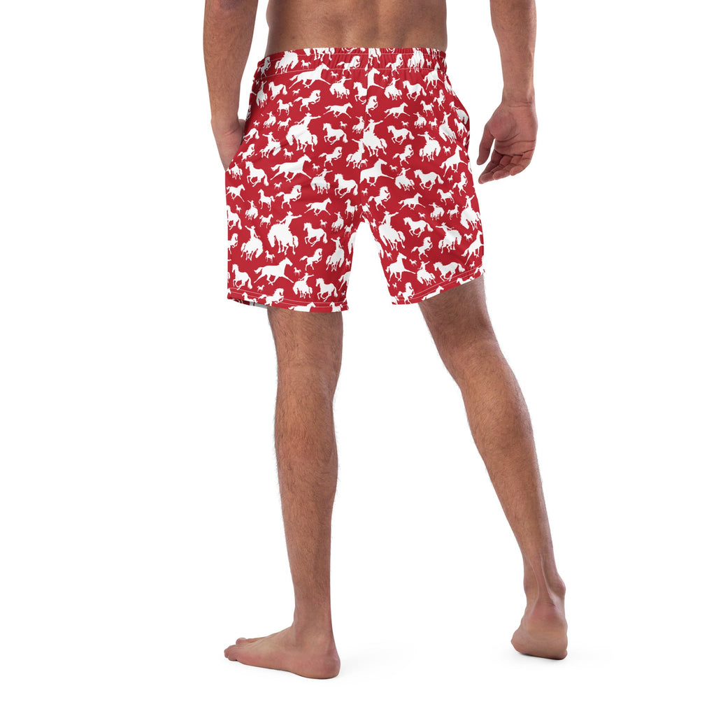 Baha Ranch Yeehaw Red Rodeo Cowboy Men's Swim Trunks