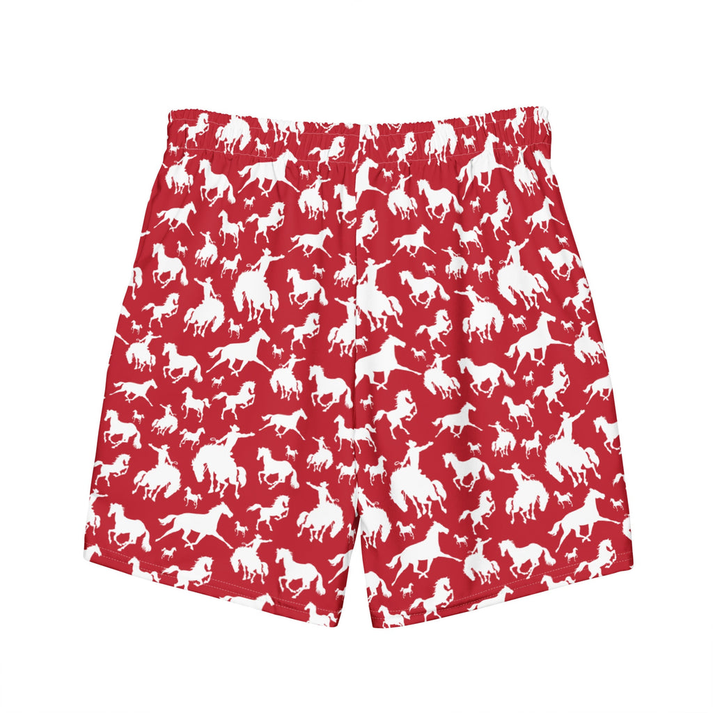 Baha Ranch Yeehaw Red Rodeo Cowboy Men's Swim Trunks