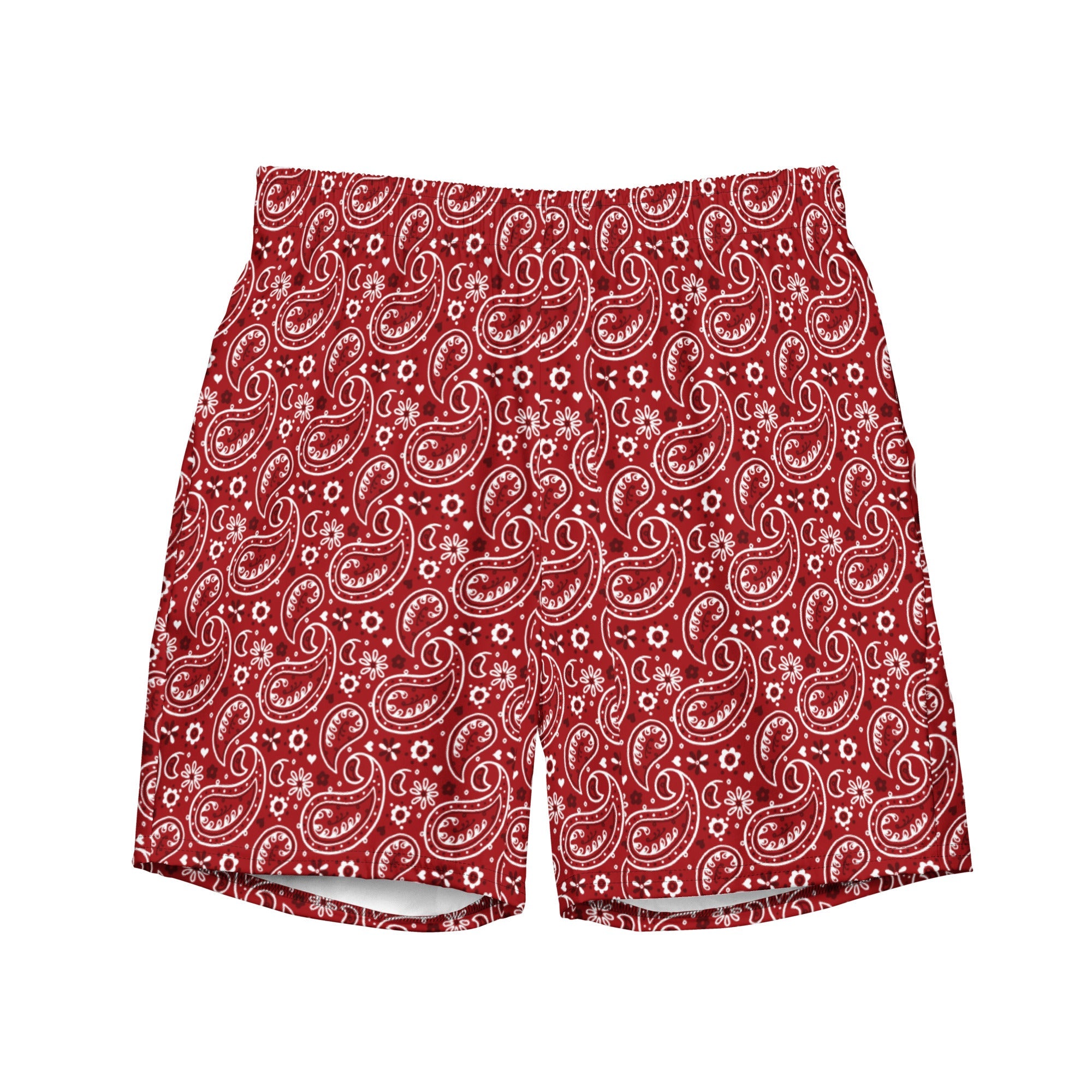 Baha Ranch Yeehaw Red Bandana Men's Swim Trunks