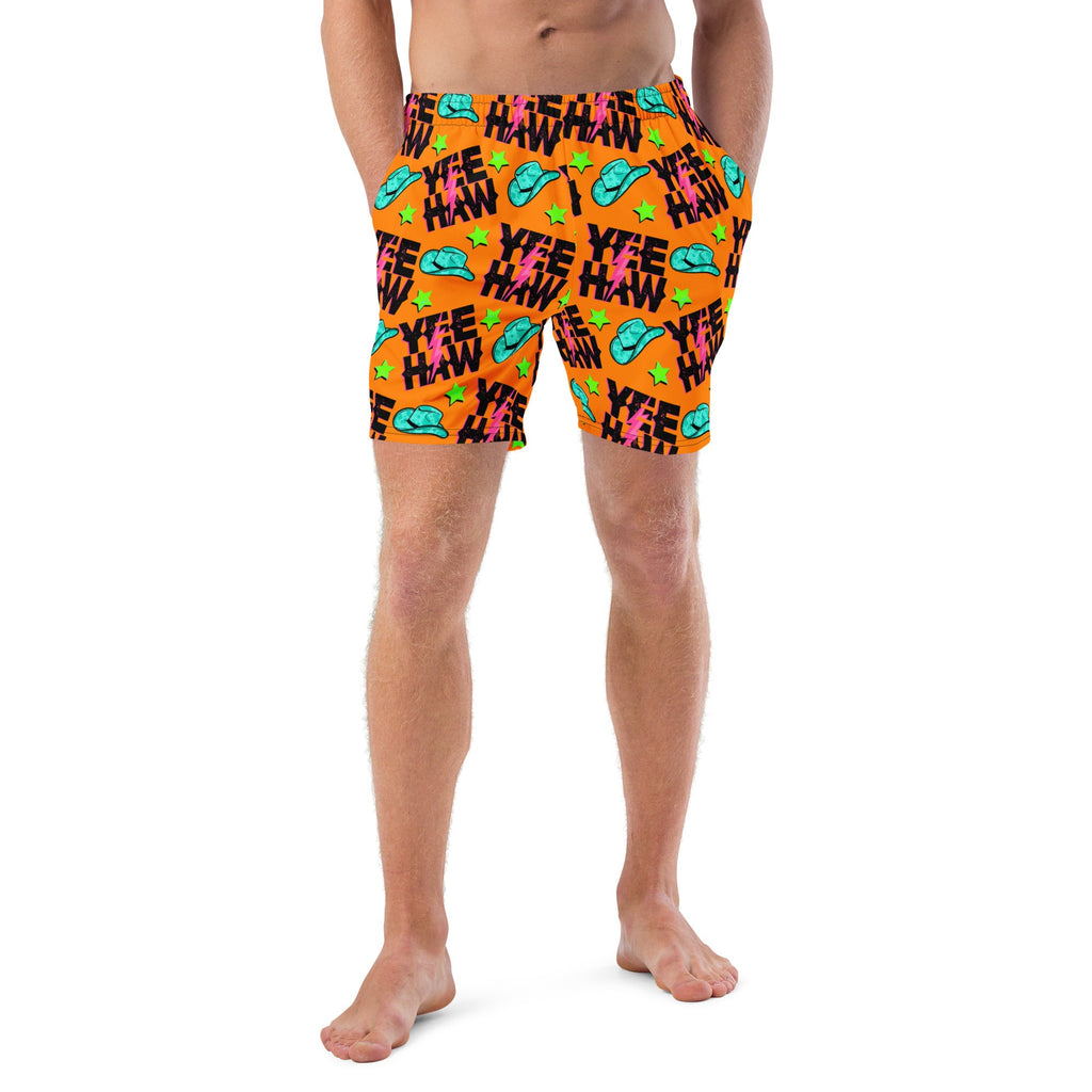 Baha Ranch Yeehaw Orange Men's Swim Trunks