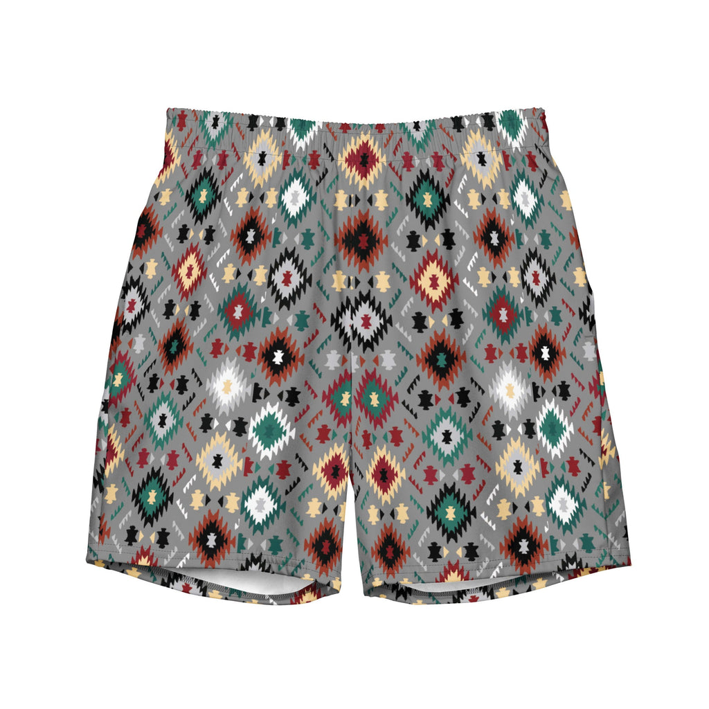 Baha Ranch Yeehaw Gray Aztec Men's Swim Trunks