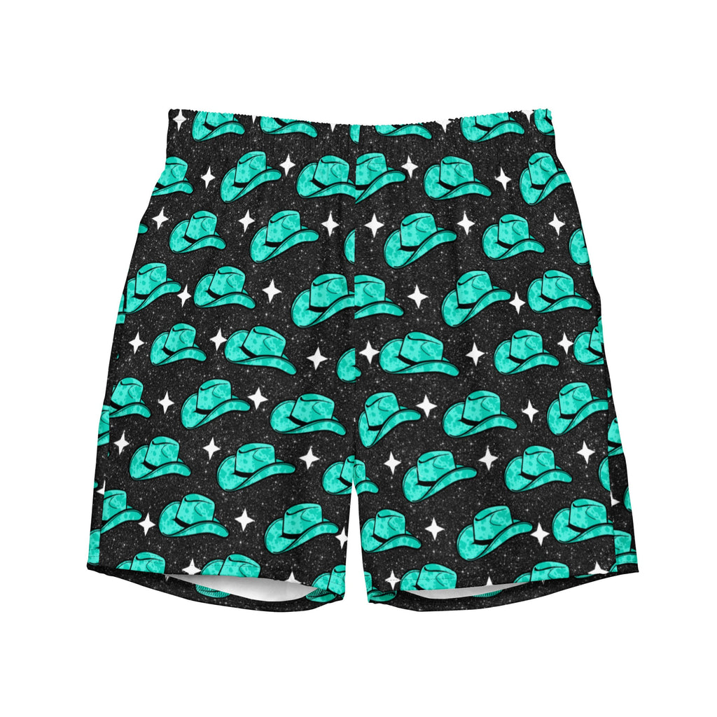Baha Ranch Yeehaw Turquoise Hat Men's Swim Trunks