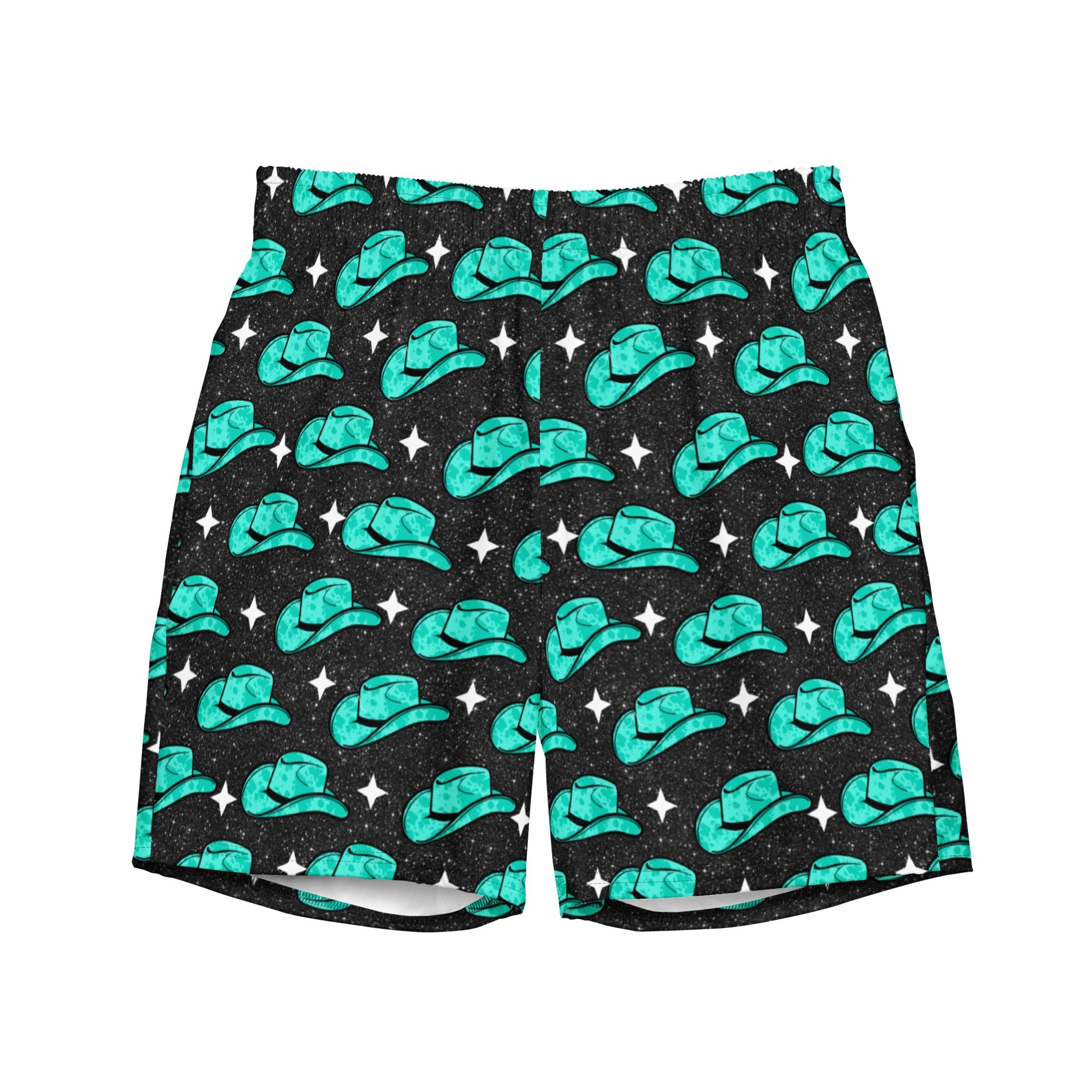 Baha Ranch Yeehaw Turquoise Hat Men's Swim Trunks