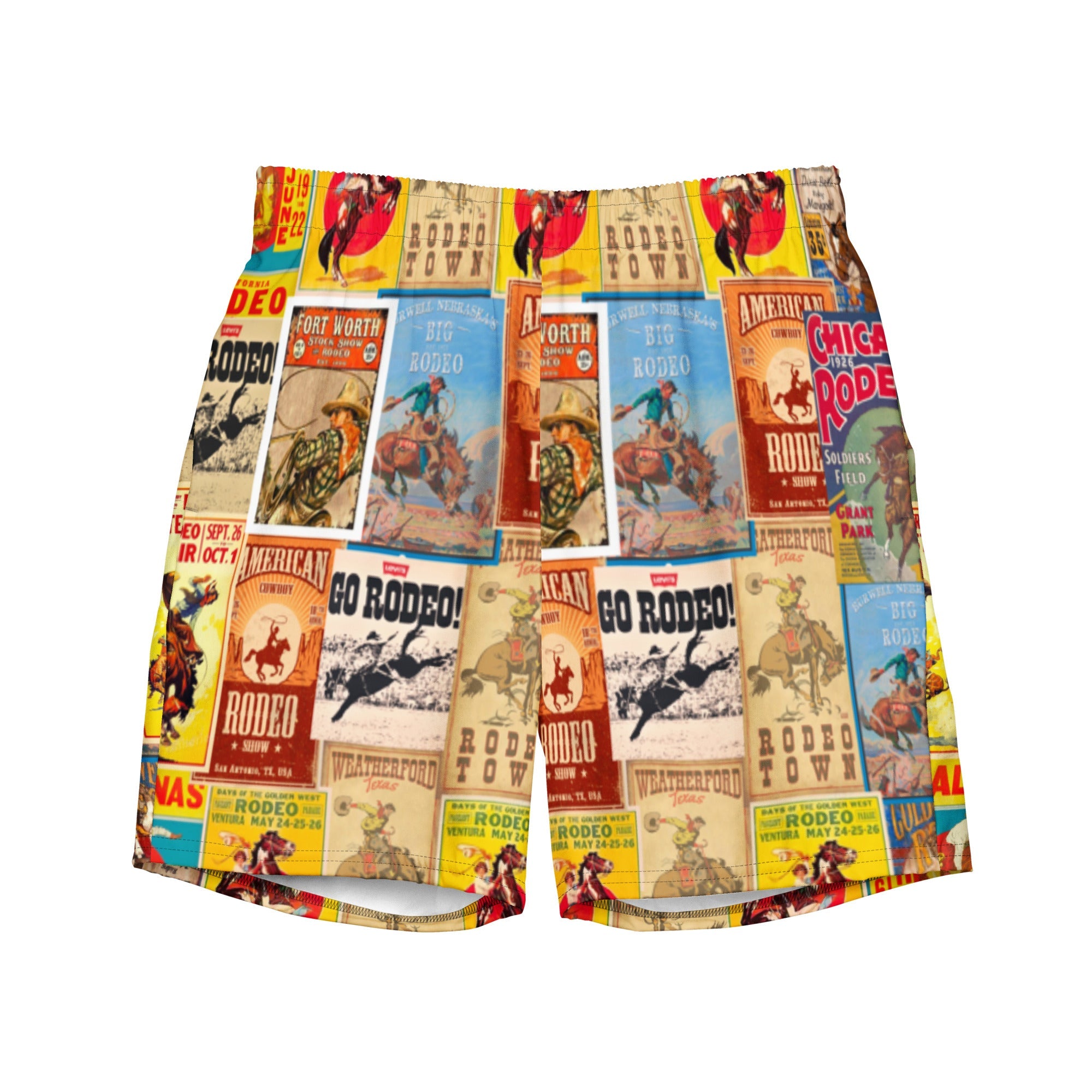 Baha Ranch Yeehaw Rodeo Poster Men's Swim Trunks