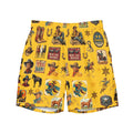 Baha Ranch Yeehaw Vintage Cowboy Collage Mustard Swim Trunks