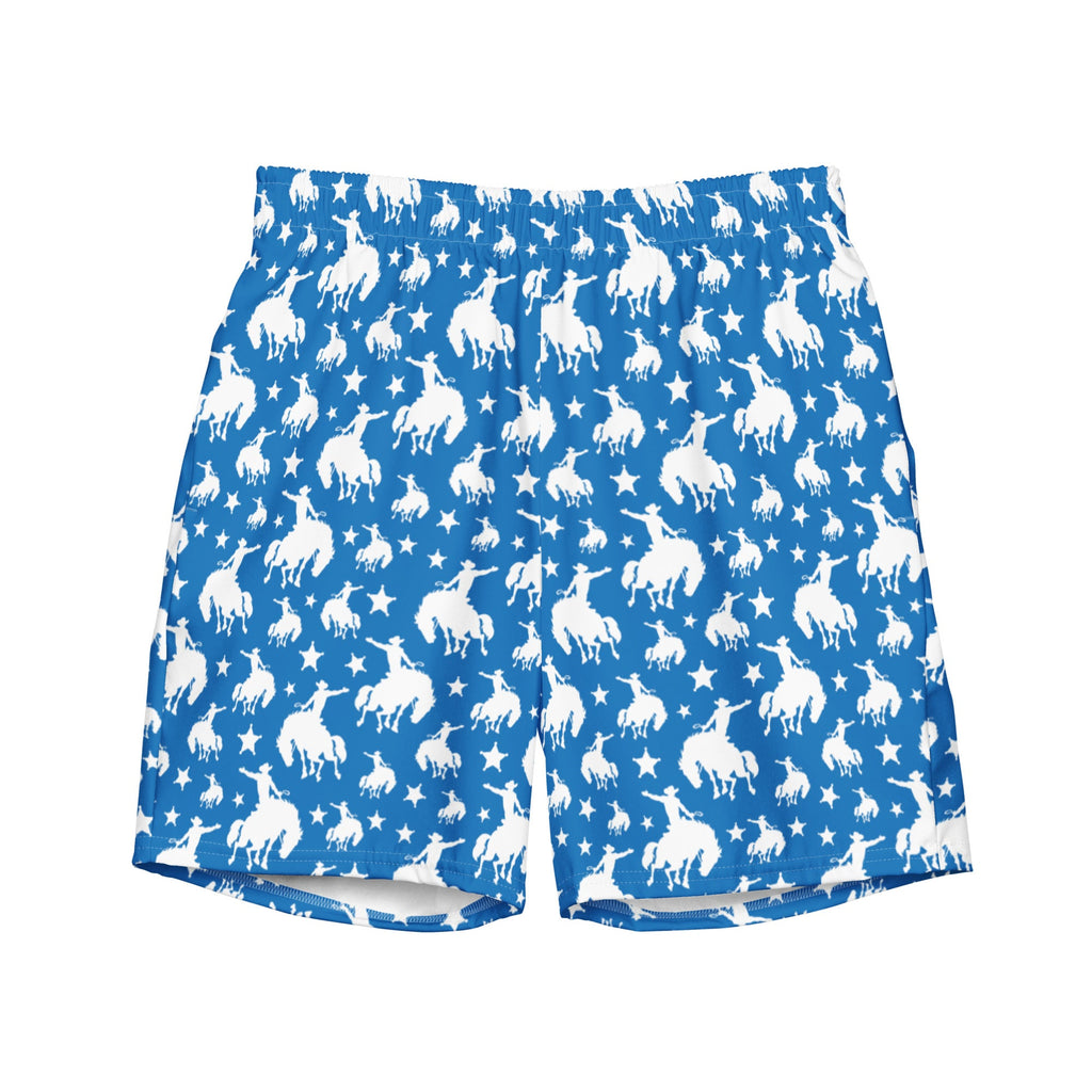 Baha Ranch Yeehaw Blue Rodeo Cowboy Men's Swim Trunks