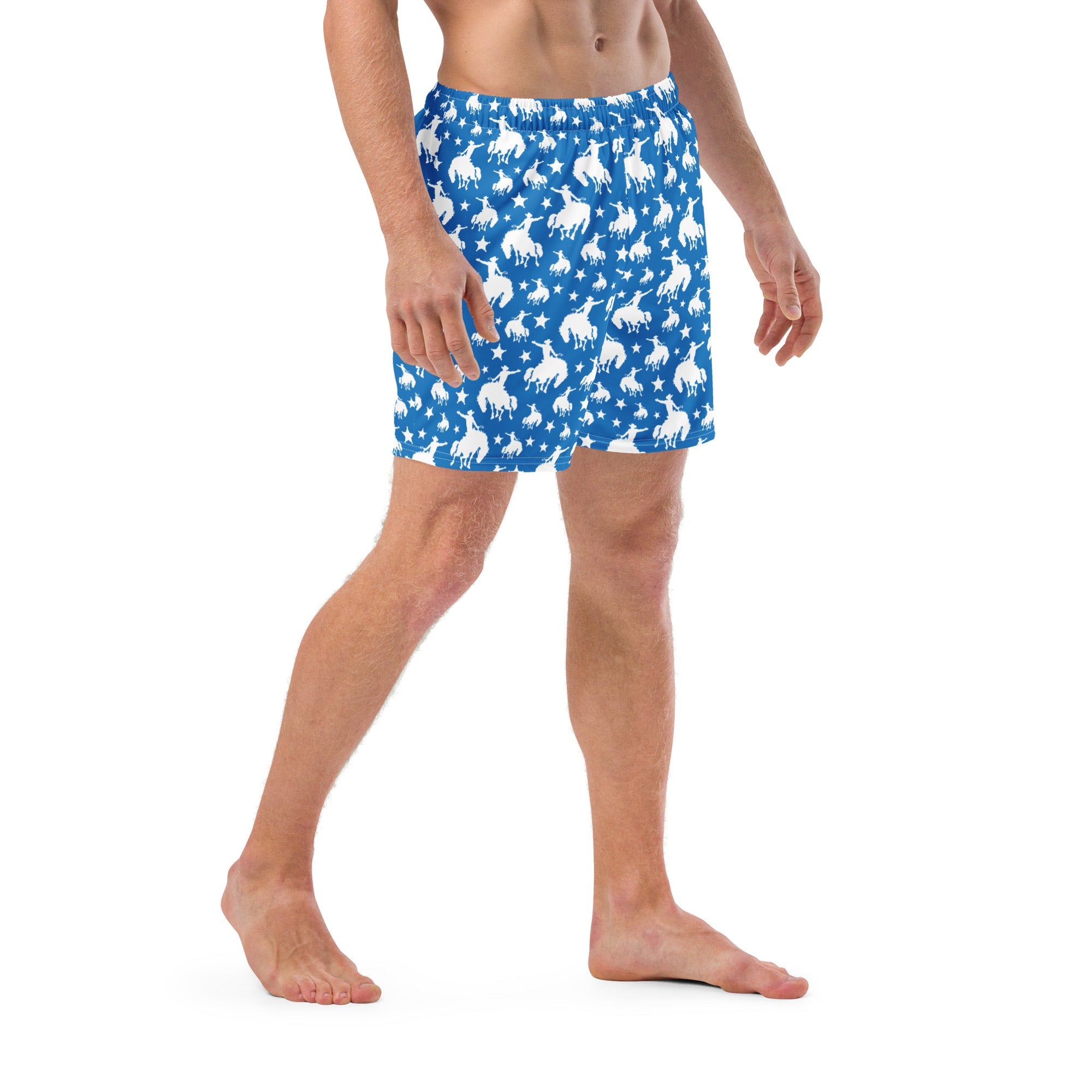 Baha Ranch Yeehaw Blue Rodeo Cowboy Men's Swim Trunks