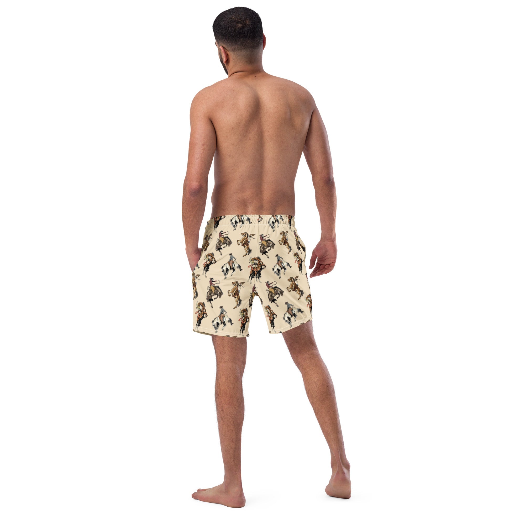 Baha Ranch Yeehaw Vintage Cowgirl Men's Swim Trunks