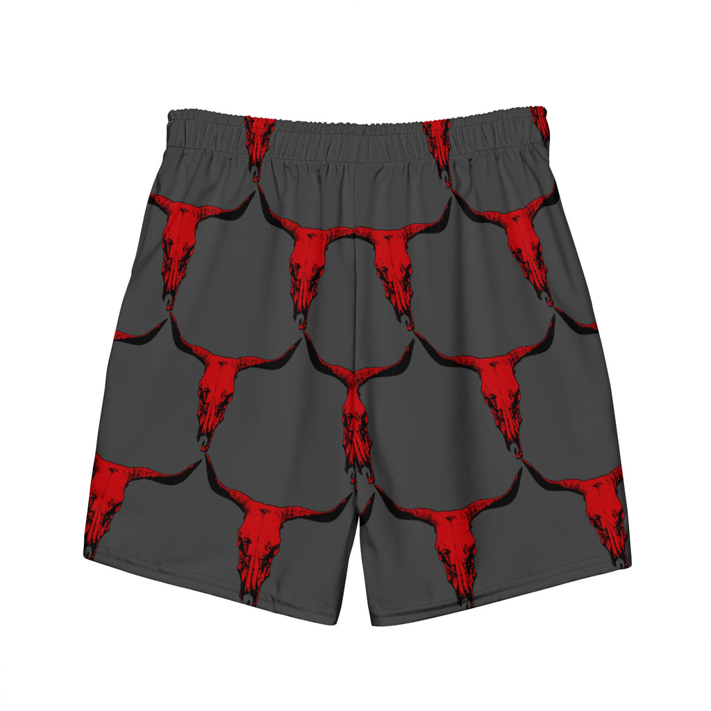 Baha Ranch Yeehaw Red Bull Skull Men's Swim Trunks