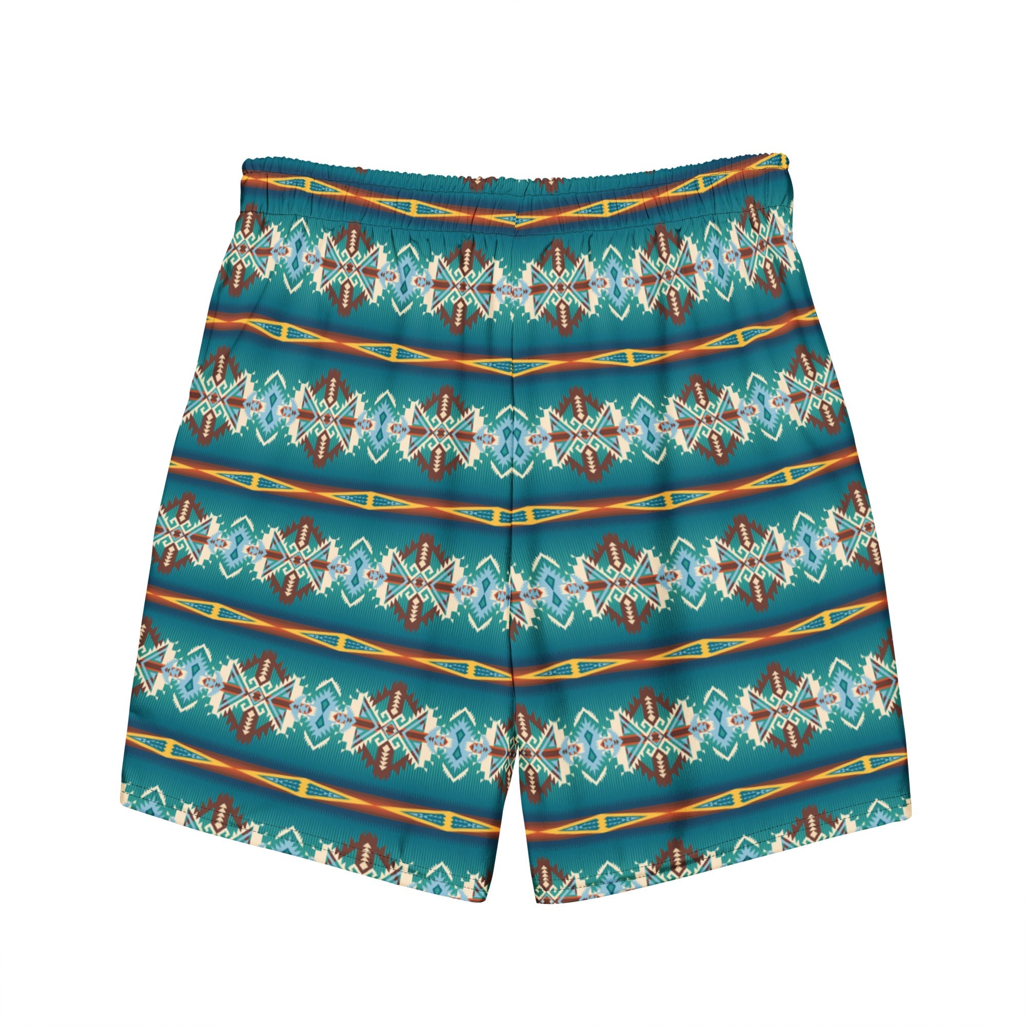 Baha Ranch Yeehaw Teal Aztec Blanket Print Mens Swim Shorts