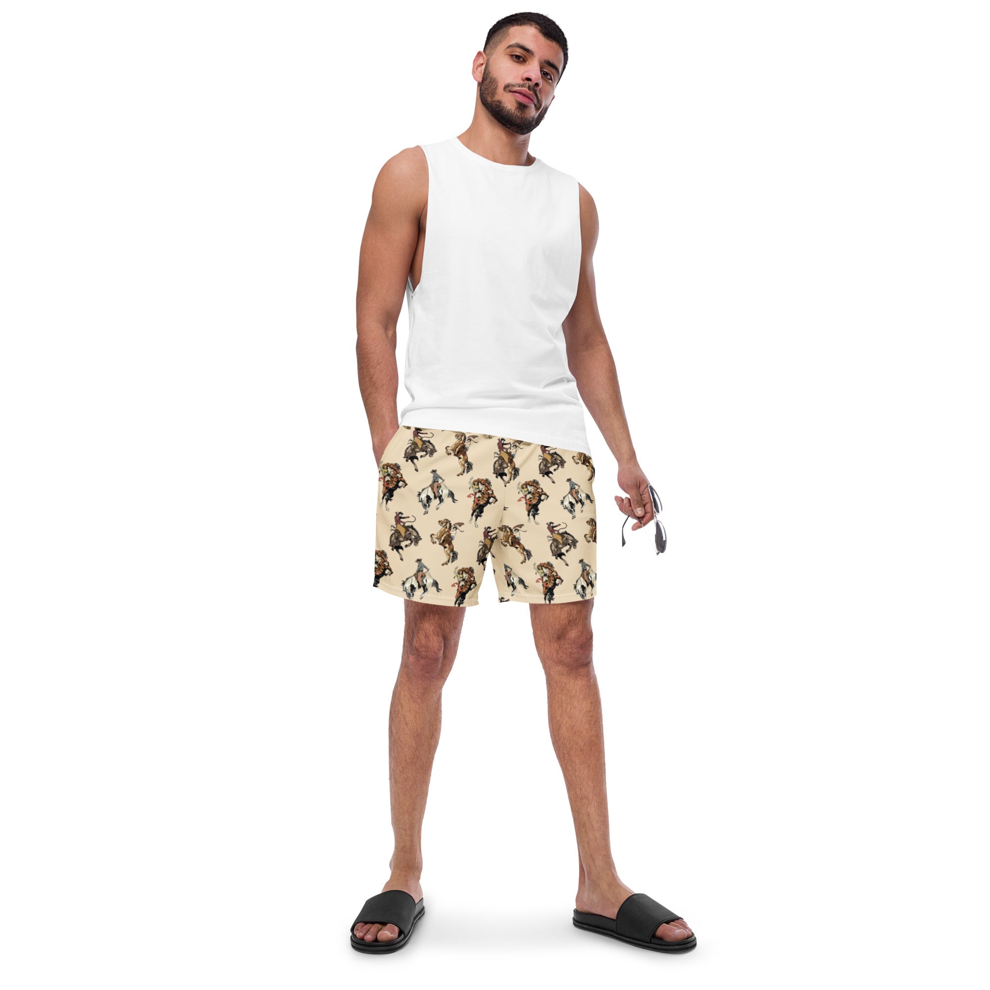 Baha Ranch Yeehaw Vintage Cowgirl Men's Swim Trunks