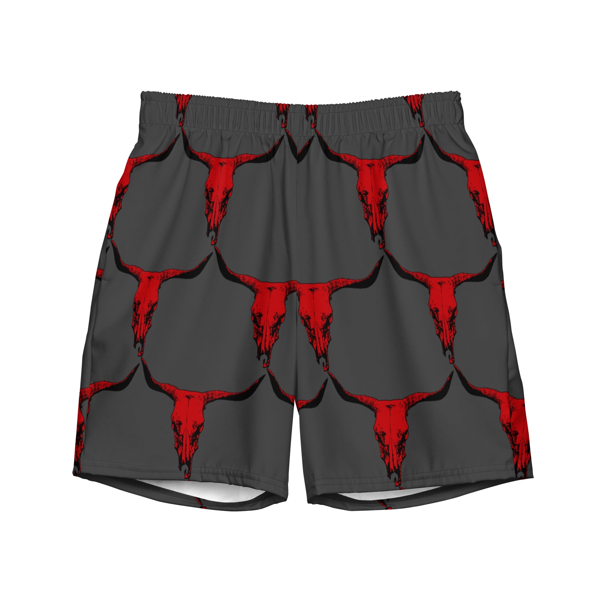 Baha Ranch Yeehaw Red Bull Skull Men's Swim Trunks