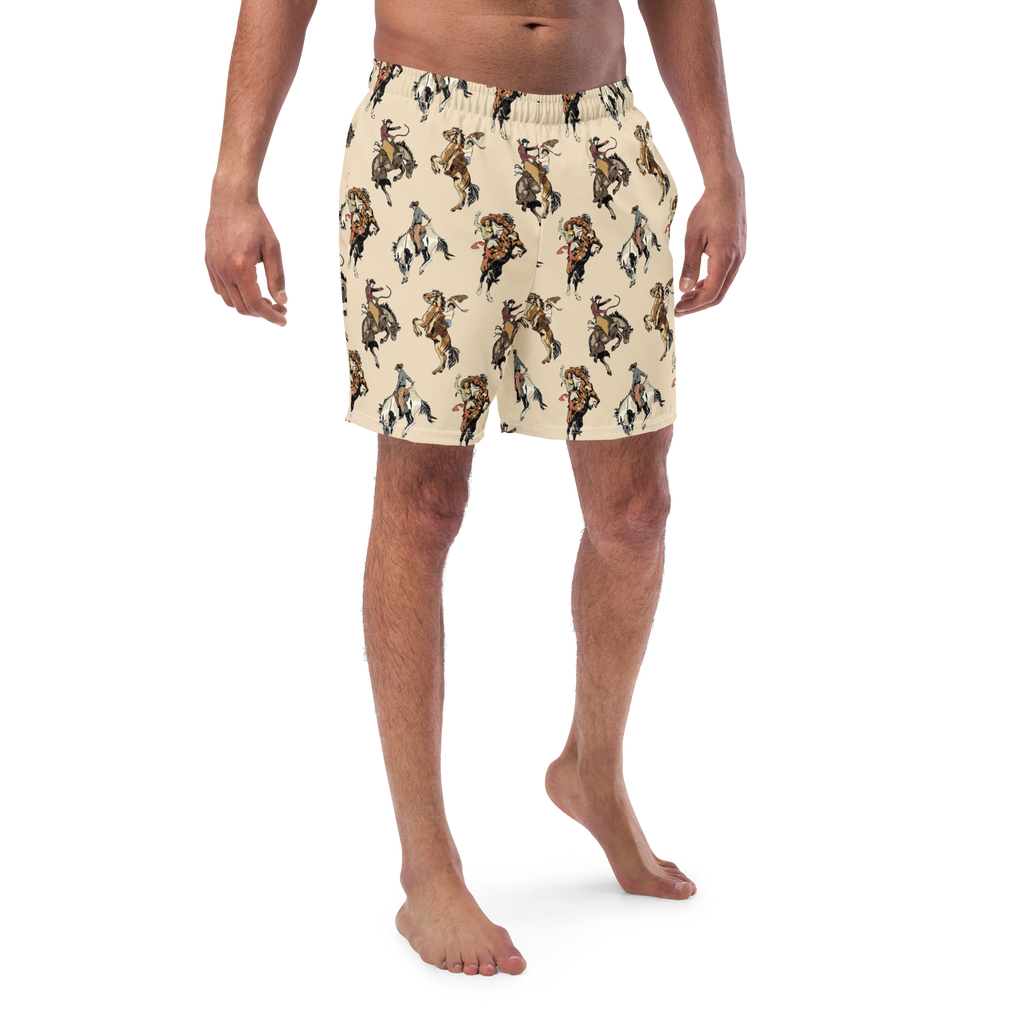Baha Ranch Yeehaw Vintage Cowgirl Men's Swim Trunks