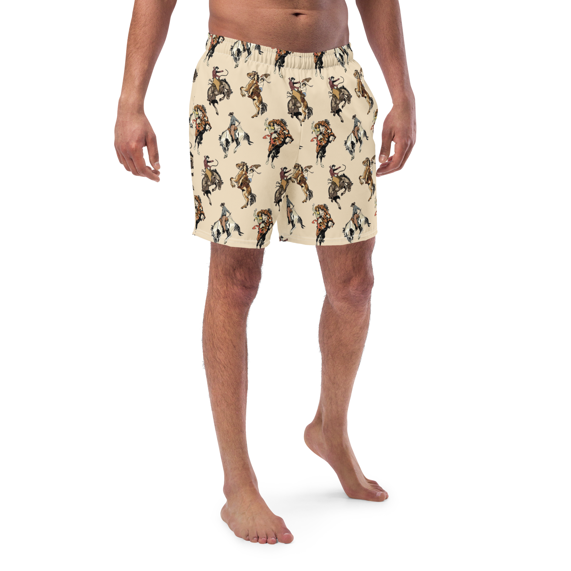 Baha Ranch Yeehaw Vintage Cowgirl Men's Swim Trunks