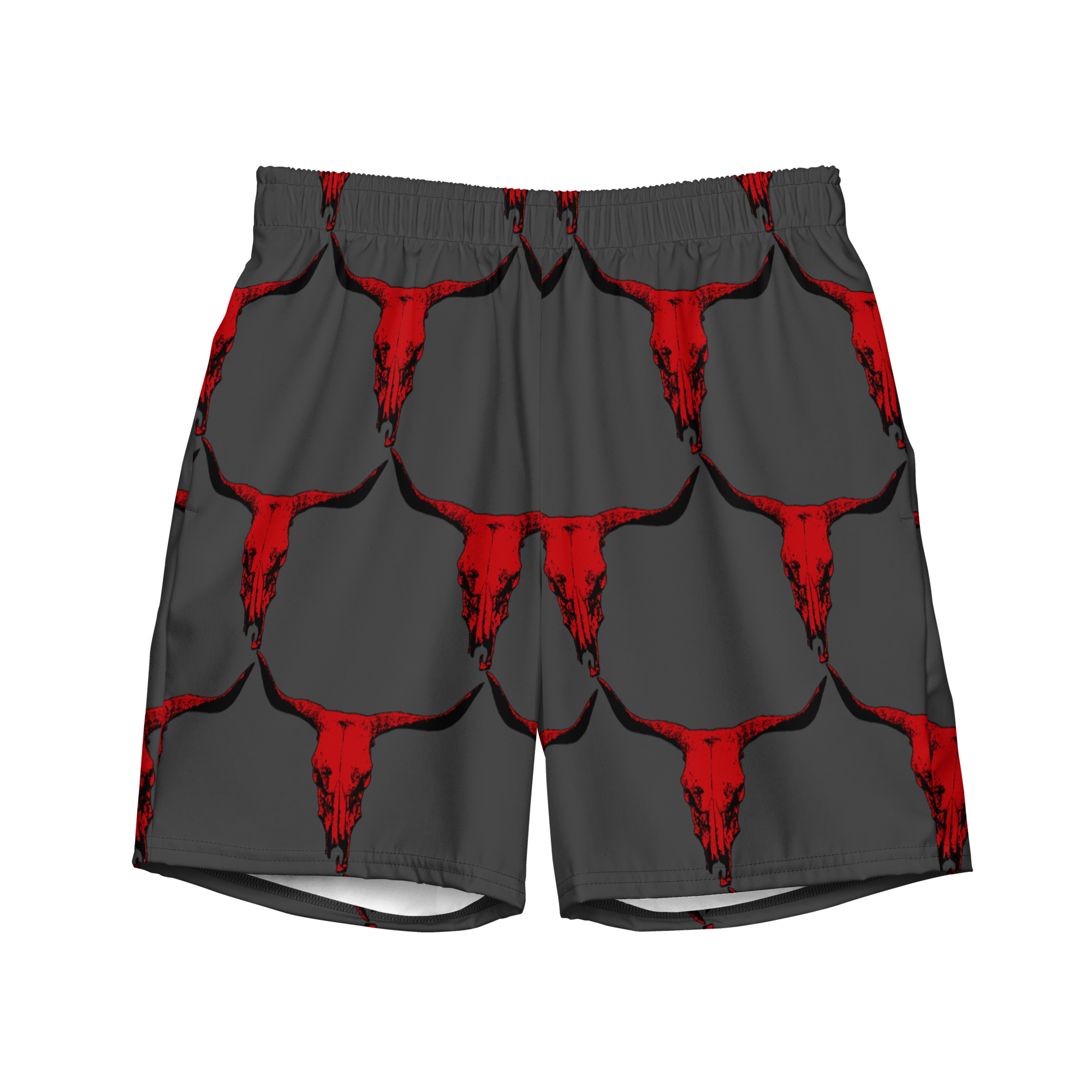 Baha Ranch Yeehaw Red Bull Skull Men's Swim Trunks