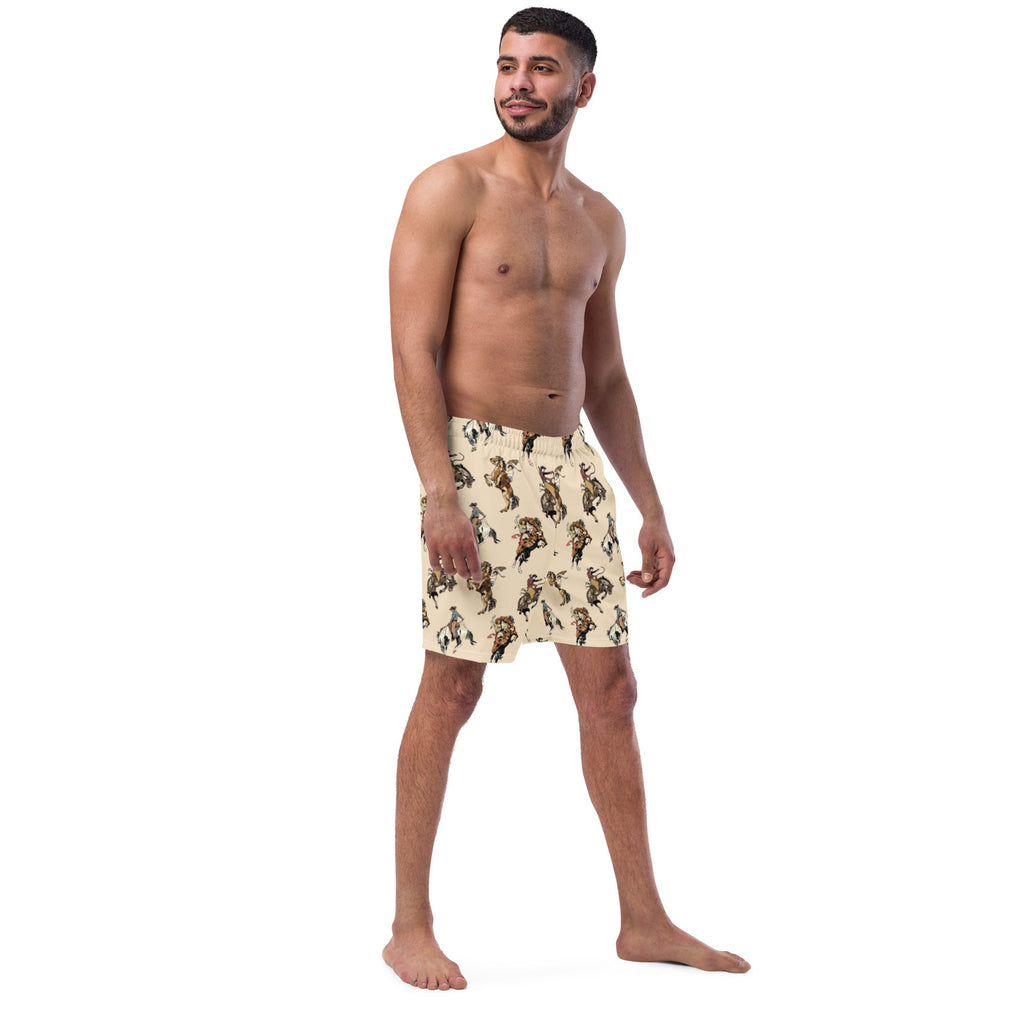 Baha Ranch Yeehaw Vintage Cowgirl Men's Swim Trunks
