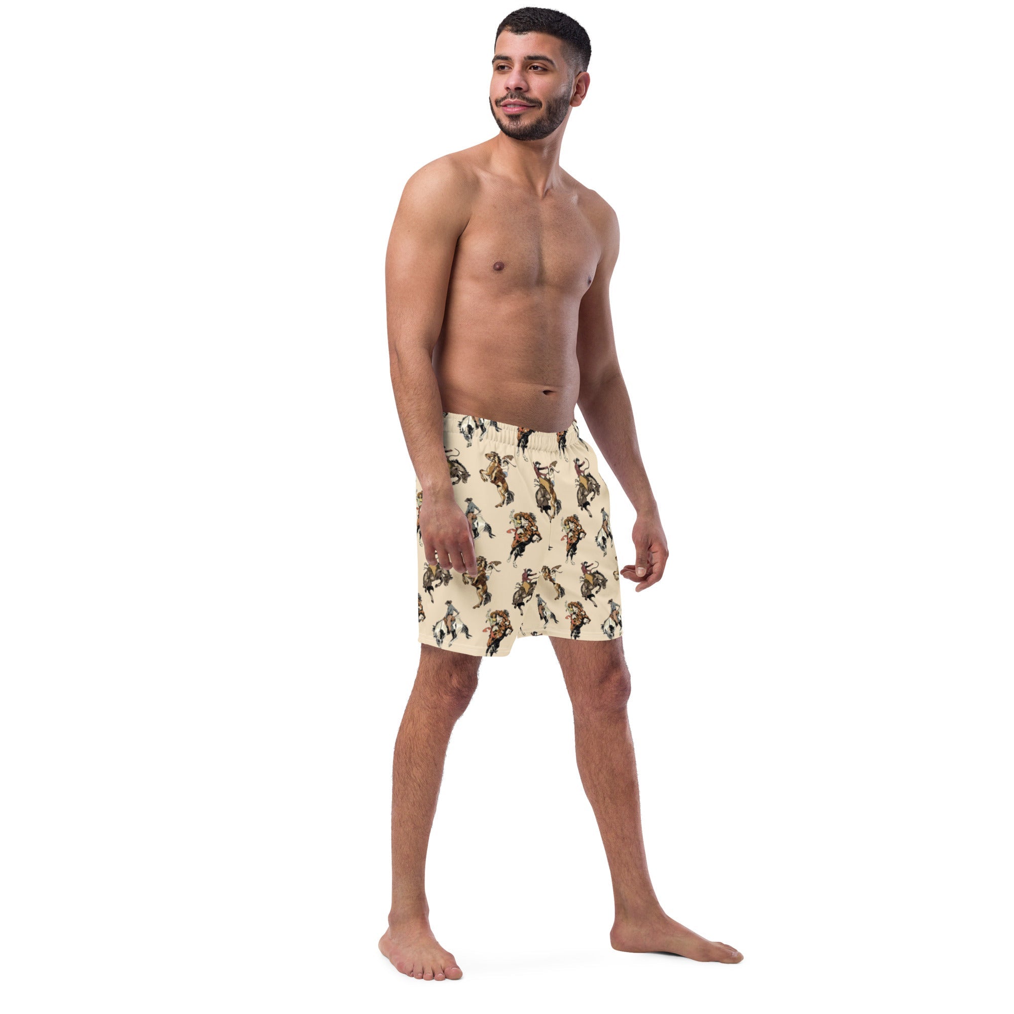 Baha Ranch Yeehaw Vintage Cowgirl Men's Swim Trunks
