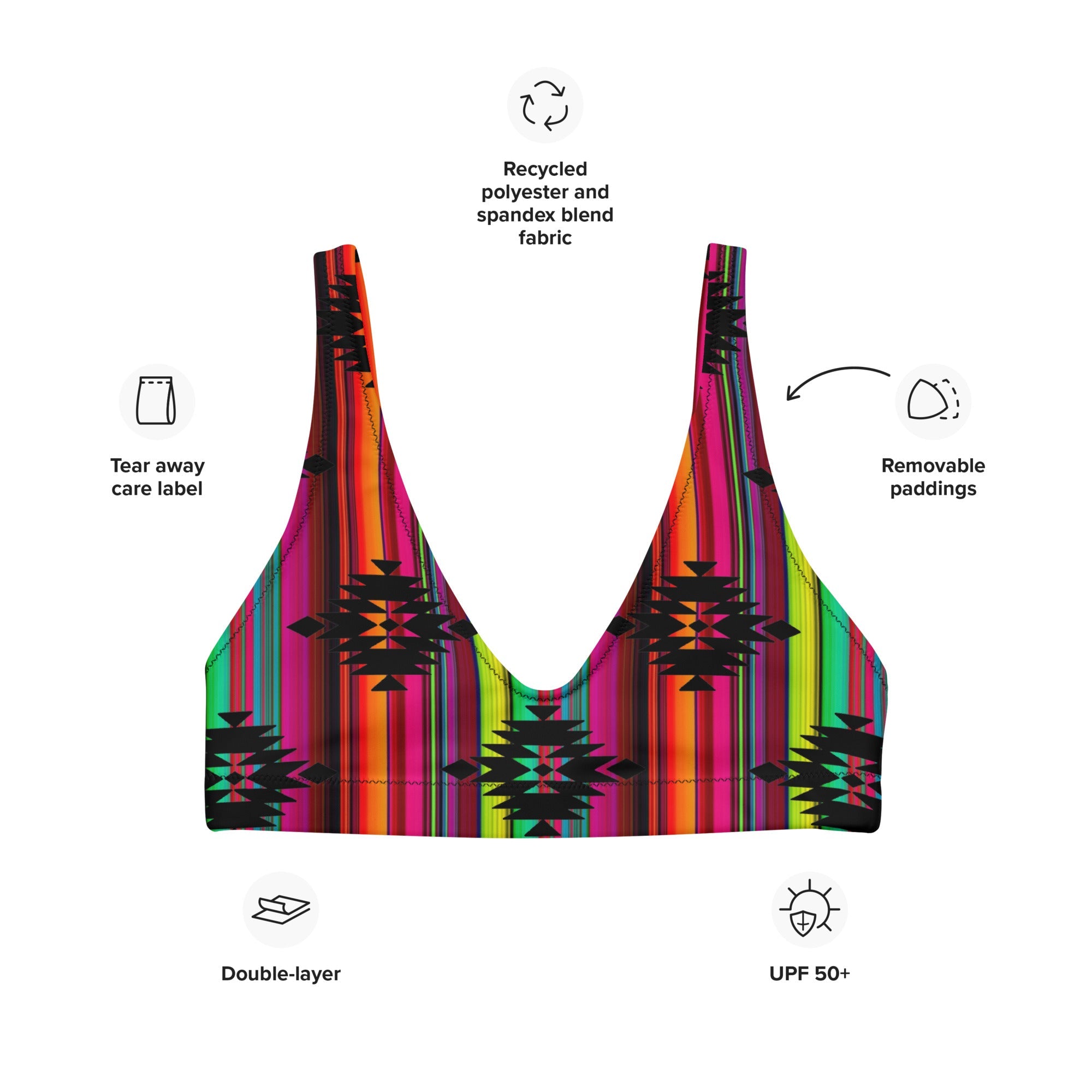 Baha Ranch Yeehaw Aztec Serape Bikini Top
