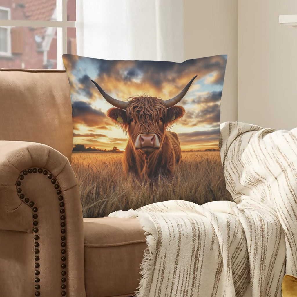 Baha Ranch Beautiful Highland Velvety Soft Pillow Cover Made in America