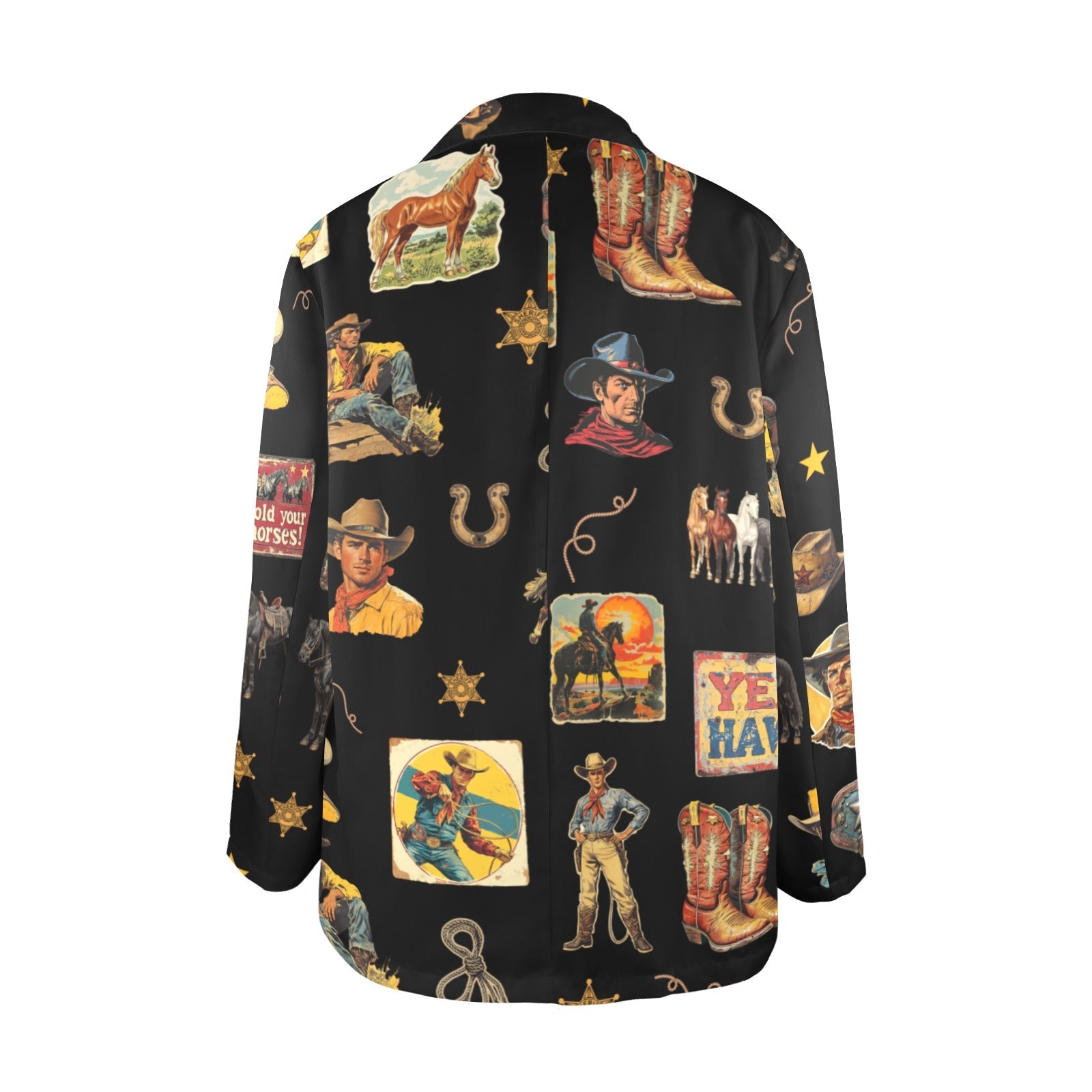 Baha Ranch Vintage Cowboy Collage Western Women's Blazer