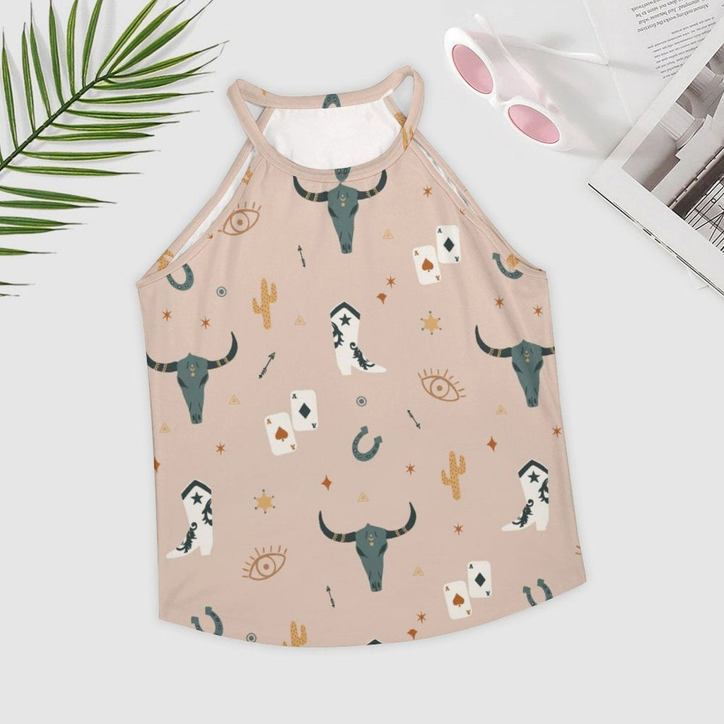 Baha Ranch Cow Skull Western Tank Top