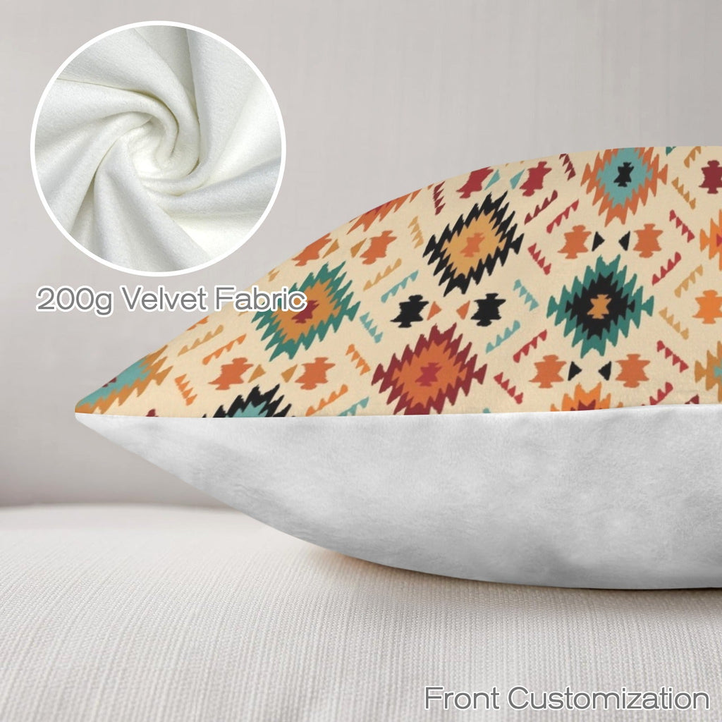 Baha Ranch Cream Aztec Velvet Soft Throw PIllow Case Made in America