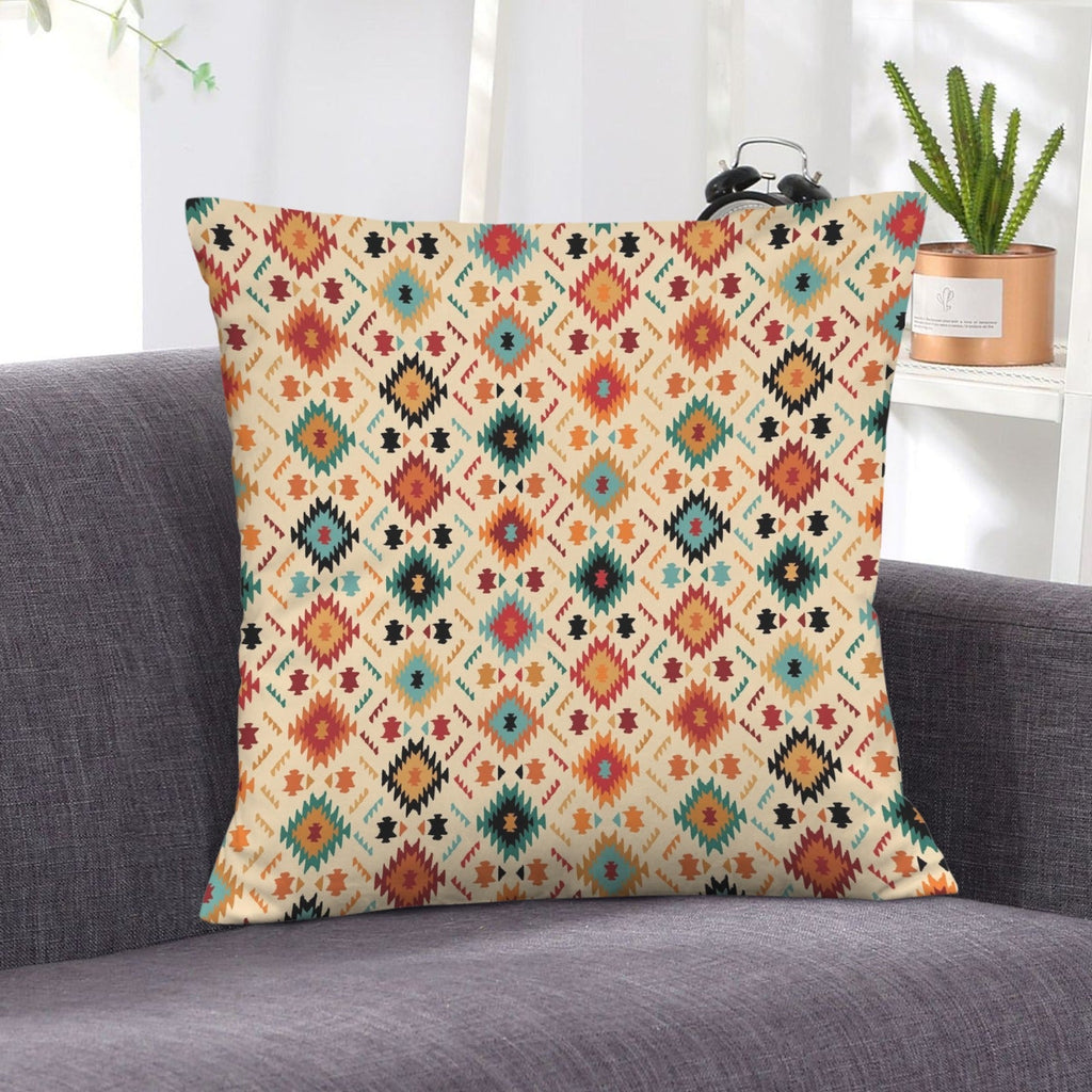 Baha Ranch Cream Aztec Velvet Soft Throw PIllow Case Made in America