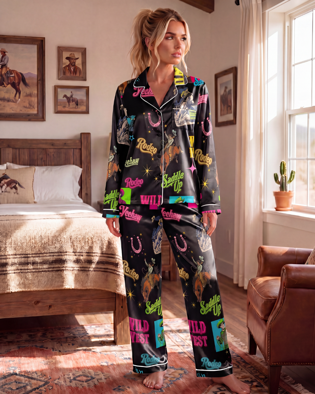 Baha Ranch The Last Round Up Satin Pajama Set