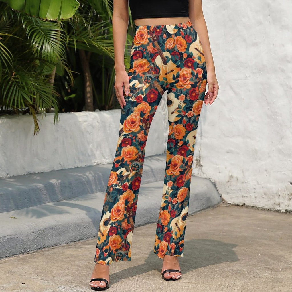 Baha Ranch Colores de Mexico Guitars and Roses Flare Pants