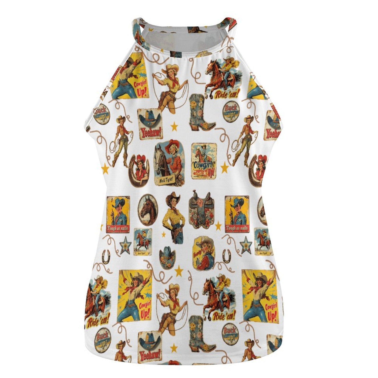 Baha Ranch Vintage Cowgirl Collage Western Tank Top