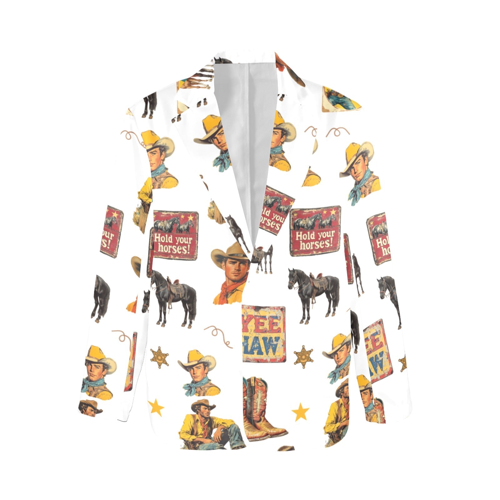 Baha Ranch Vintage Cowboy Collage Western Women's Blazer