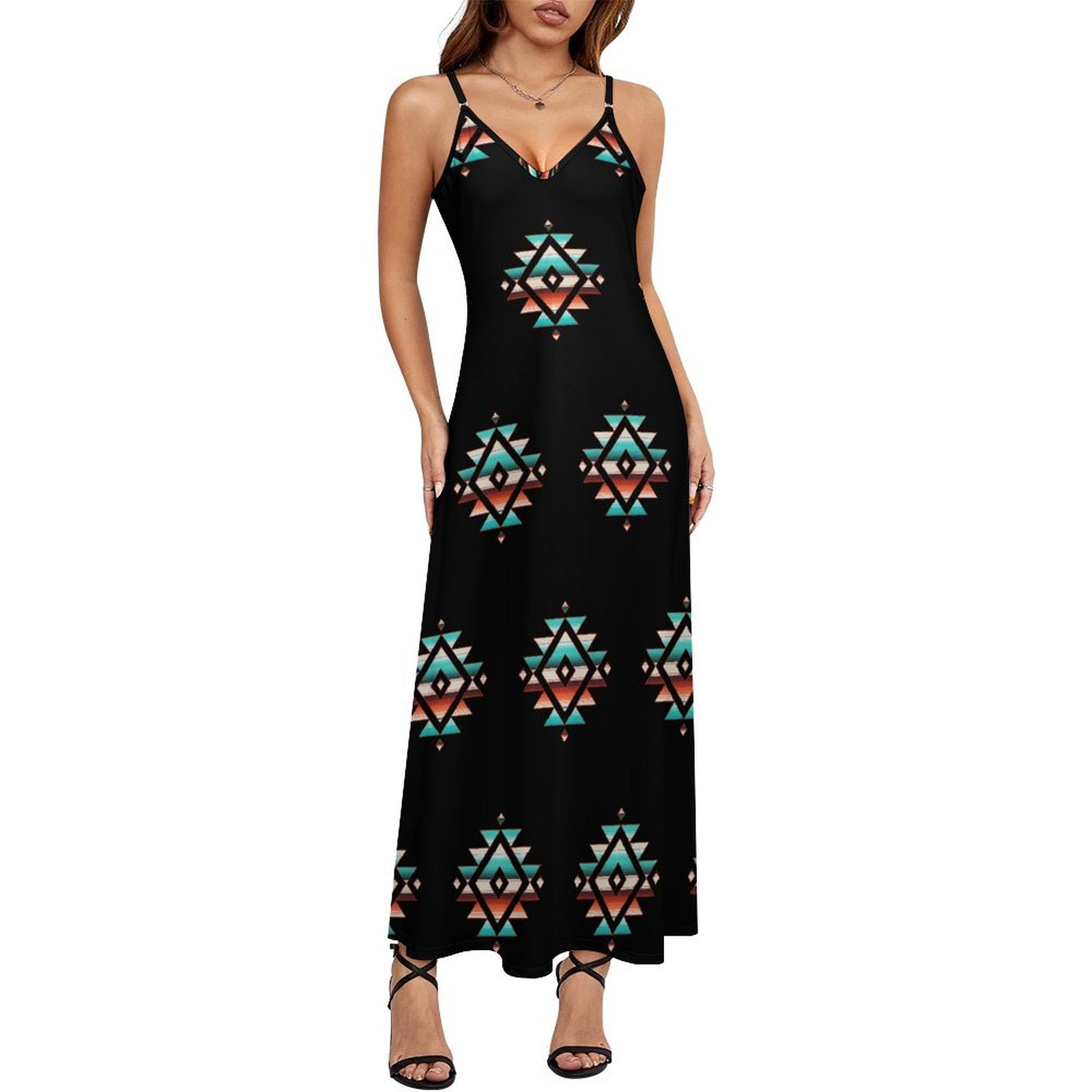 Baha Ranch Southwestern Aztec Western Maxi Dress