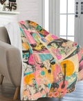 Baha Ranch Pop Western Retro Cowgirl Collage Throw Blanket 60" x 80" Made in America