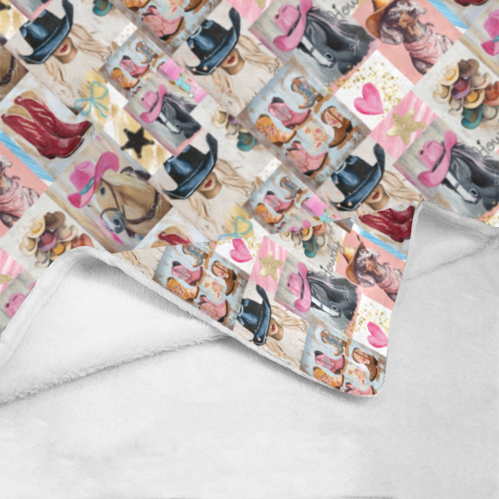 Baha Ranch Danilo Painted Cowgirl Collage Throw Blanket 60" x 80 Made in America