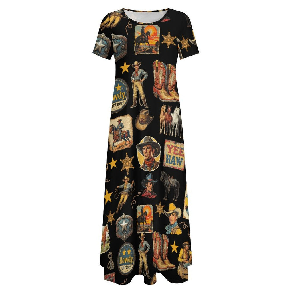 Baha Ranch Vintage Cowboy Collage Western Dress