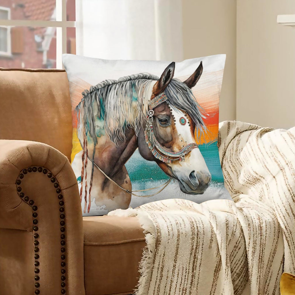 Baha Ranch War Pony Horse Velvety Soft Pillow Cover Made in America