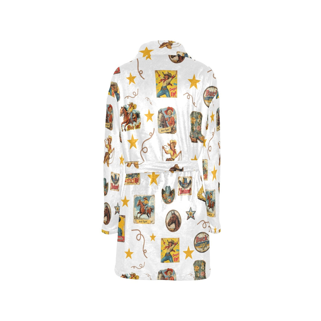 Baha Ranch Vintage Cowgirl Collage Women's Western Bath Robe