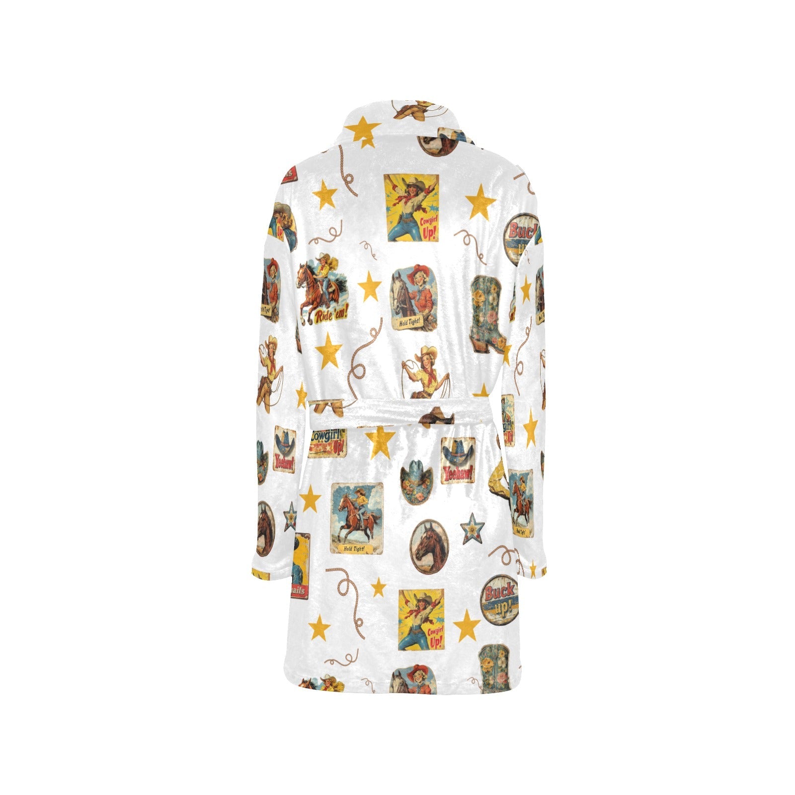 Baha Ranch Vintage Cowgirl Collage Women's Western Bath Robe