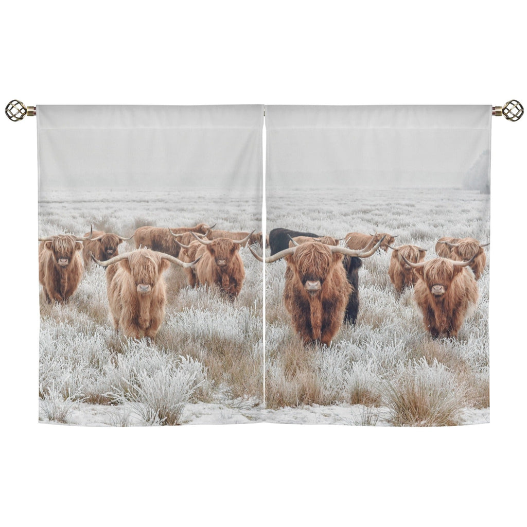 Baha Ranch Highland Cow Curtains Window Curtain 28"x40" (2-Piece) Made in America
