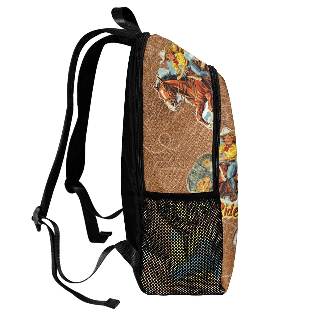 Baha Ranch Vintage Cowgirl Collage Backpack